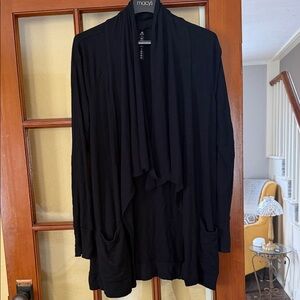 90 Degree By Reflex Black Draped Open-Front Cardigan